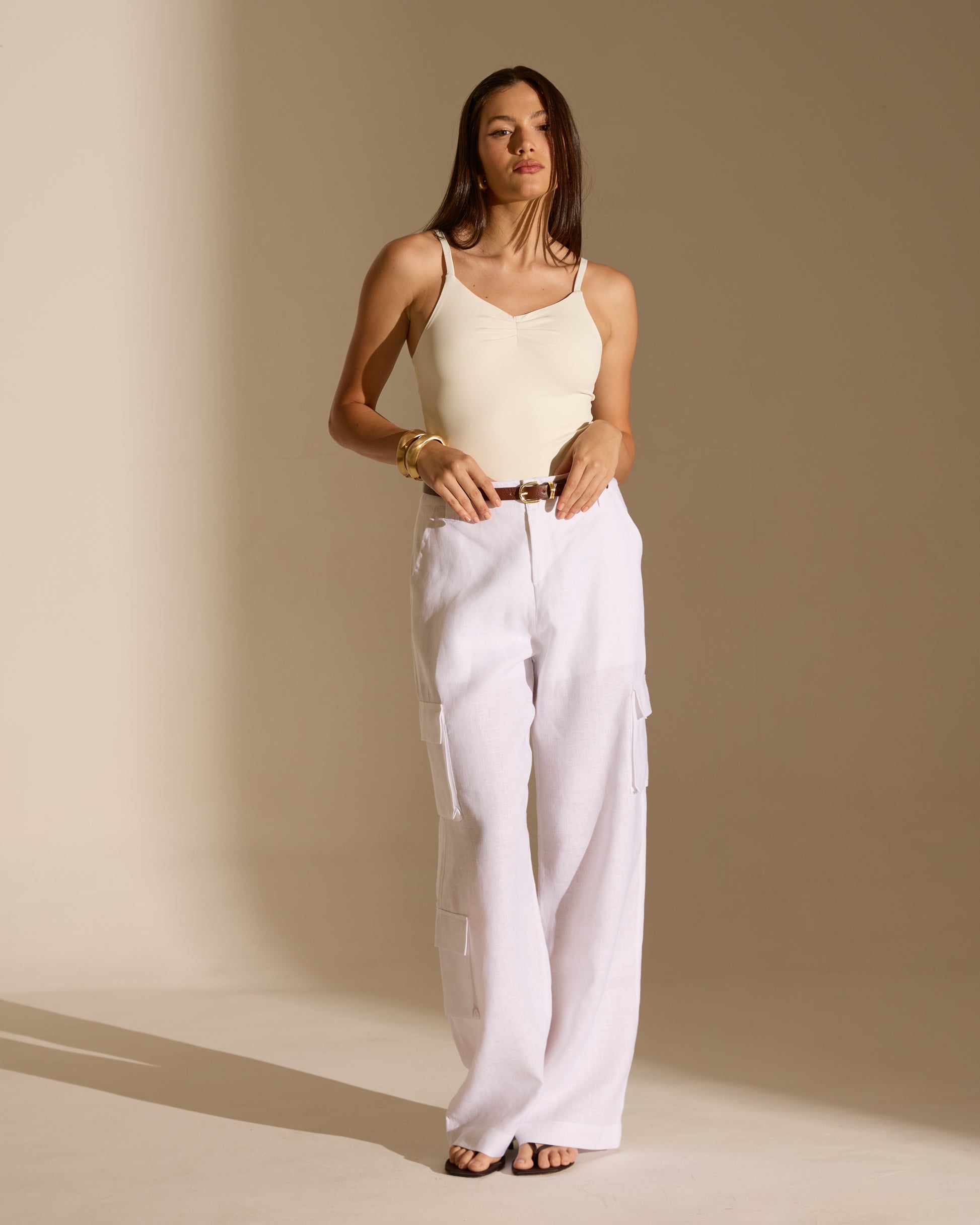 CALÇA CARGO NINA - 100% LINHO