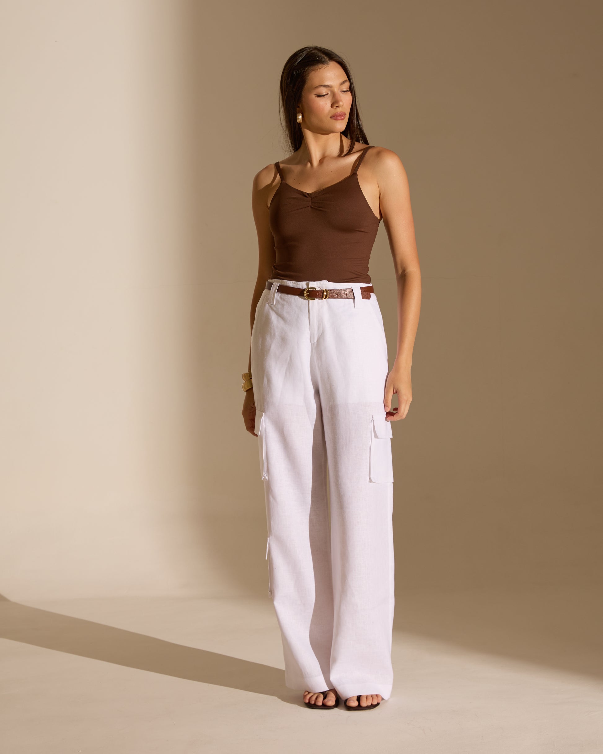 CALÇA CARGO NINA - 100% LINHO