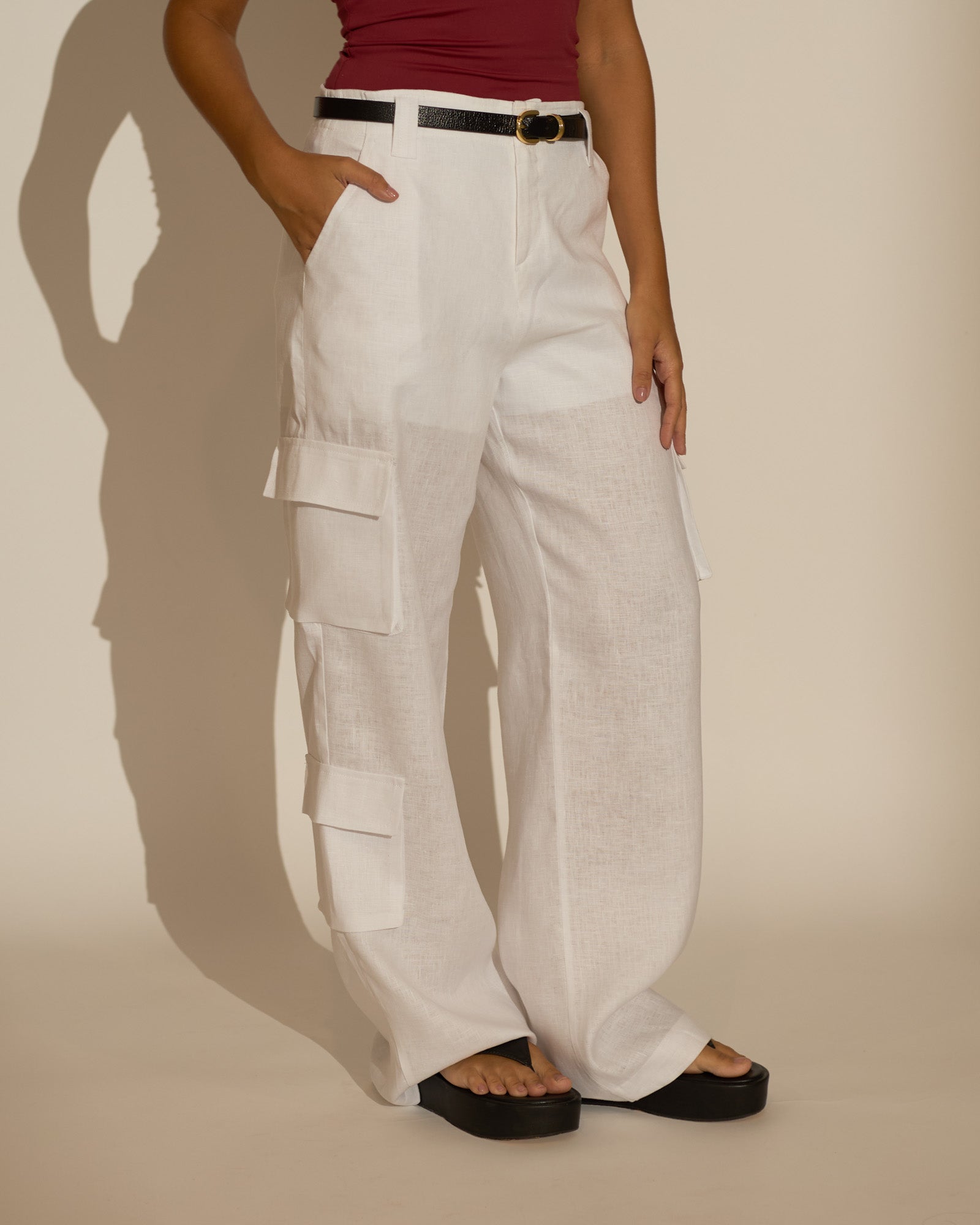 CALÇA CARGO NINA - 100% LINHO