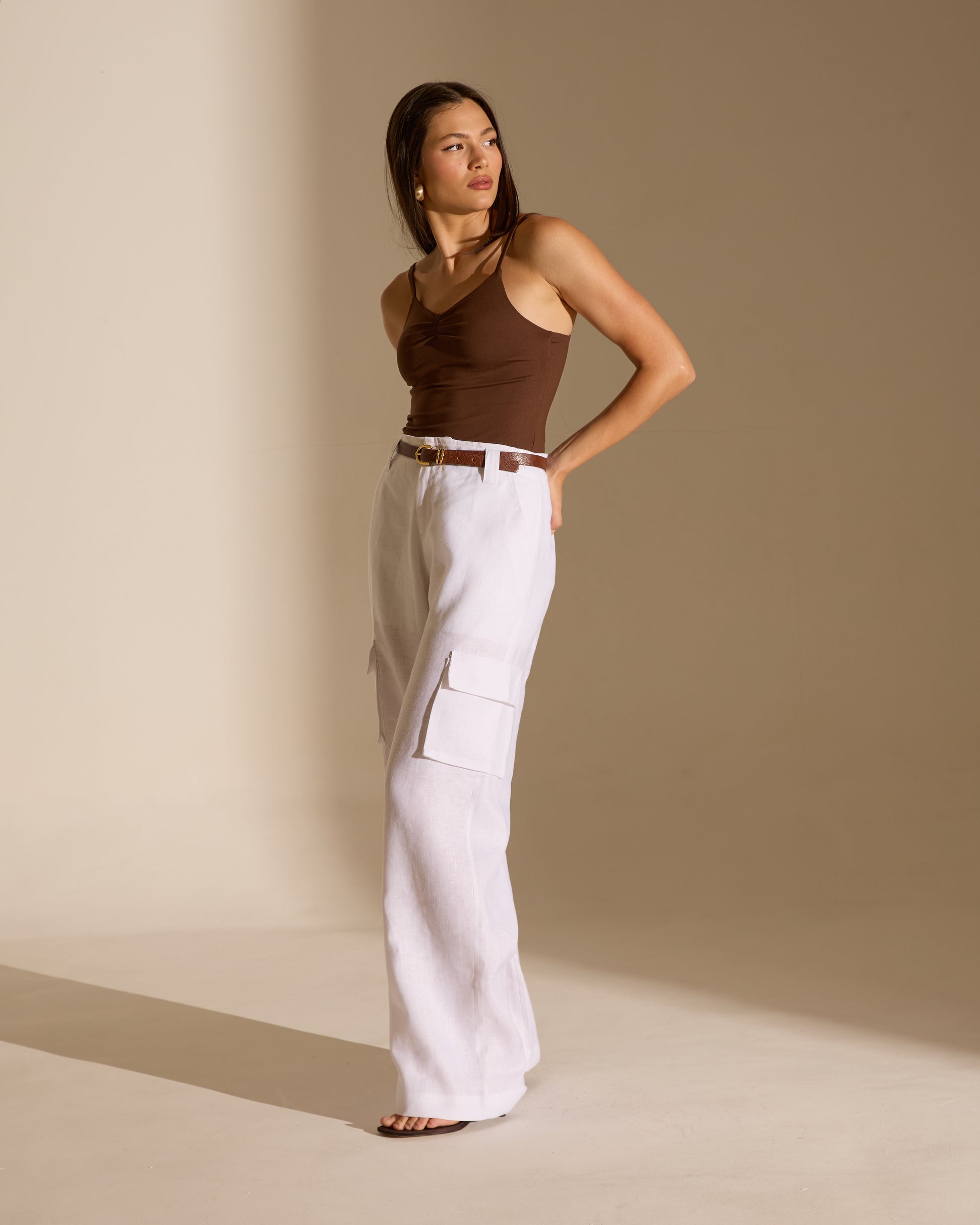 CALÇA CARGO NINA - 100% LINHO