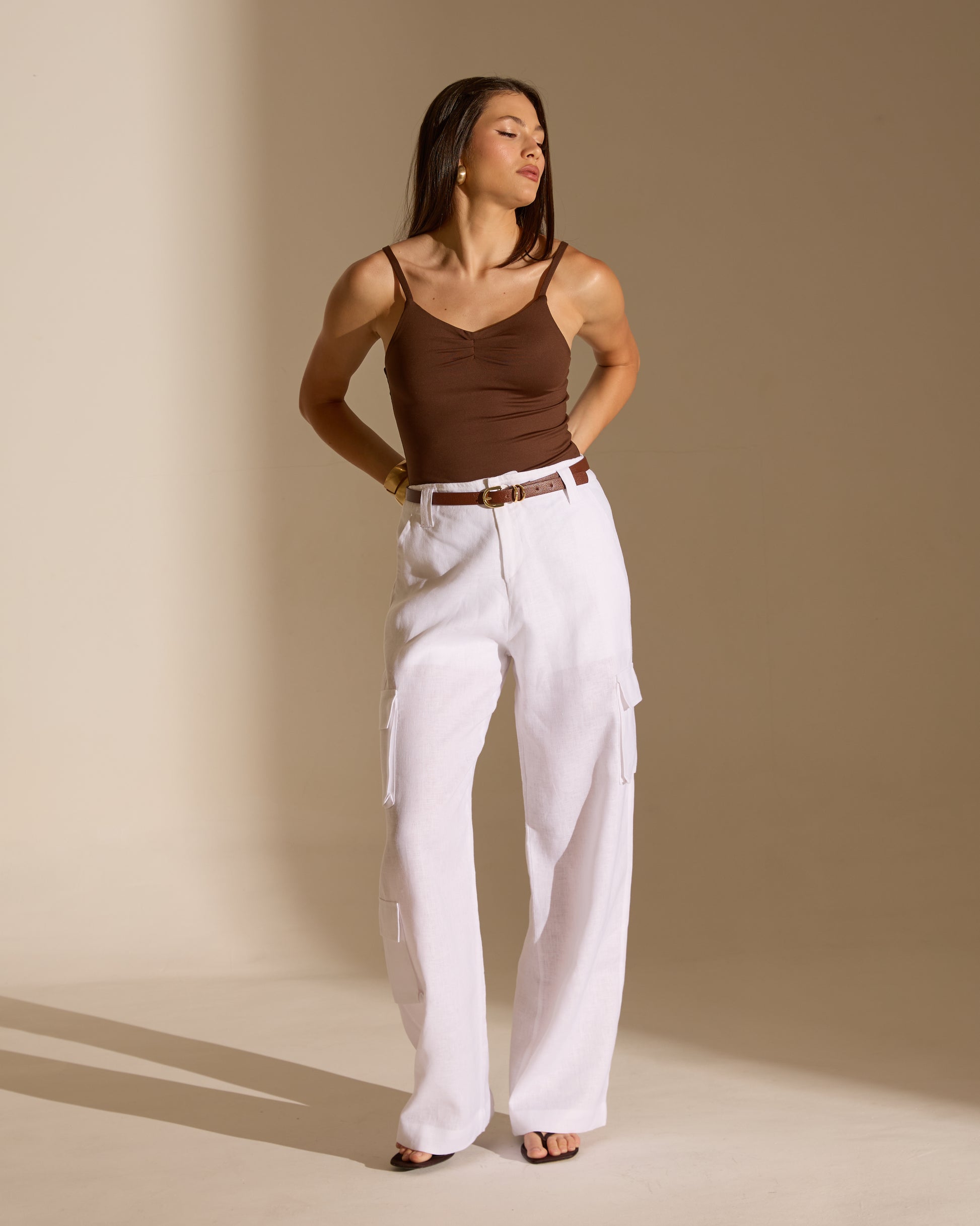 CALÇA CARGO NINA - 100% LINHO